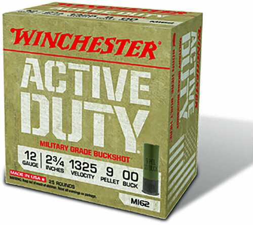 12 Gauge 2-3/4" Lead 00 Buck  9 Pellet 25 Rounds Winchester Shotgun Ammunition