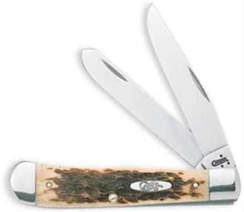 Case 00164 Trapper Medium 3.25"/3.27" Folding Clip Point/Spey Plain Mirror Polished Tru-Sharp SS Blade Peach Seed Jigged