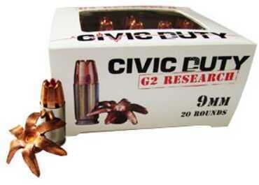 9mm Luger 94  Grain Hollow Point 20 Rounds G2 Research Ammunition