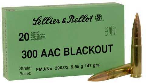 300 AAC Blackout 147 Grain Full Metal Jacket 20 Rounds Sellior & Bellot Ammunition