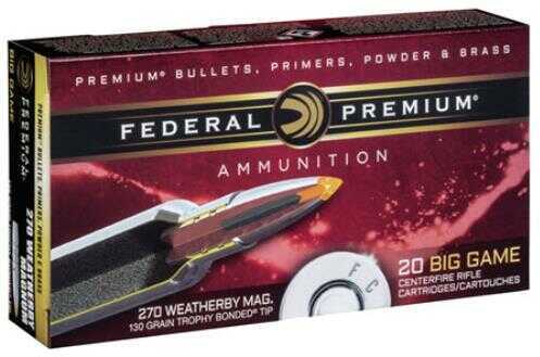 270 Weatherby Mag 130 Grain Boat Tail 20 Rounds Federal Ammunition Magnum