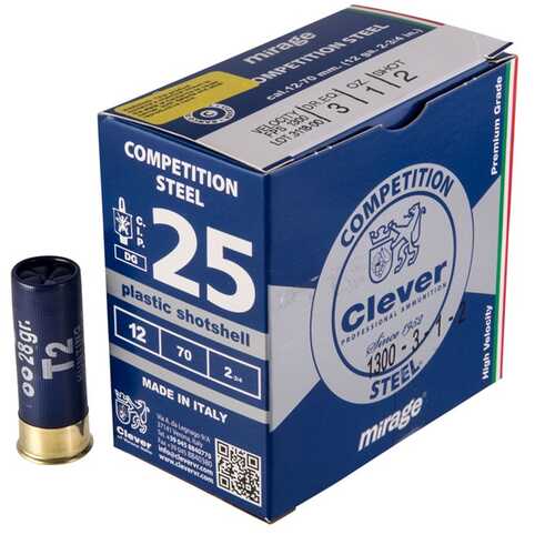 12 Gauge 2-3/4" Steel #2  1-1/4 oz 25 Rounds Clever Shotgun Ammunition