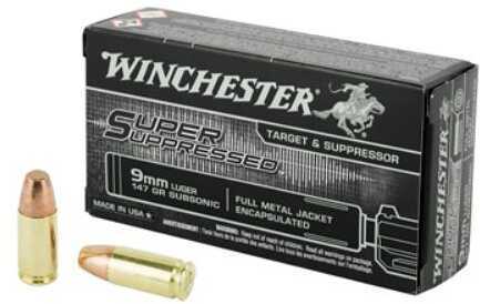 9mm Luger 50 Rounds Ammunition Winchester 147 Grain Full Metal Jacket
