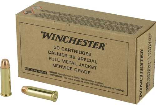 38 Special 130 Grain Full Metal Jacket Flat Nose 50 Rounds Winchester Ammunition