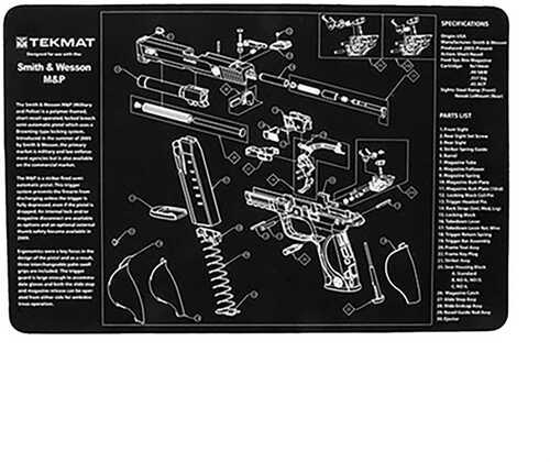TekMat TEKR17SWMP Black/Gray Rubber 17" Long 11" X 17" S&W M&P Parts Diagram Illustration