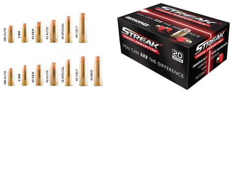 Ammo Incorporated 9124TMCSTRKRED Streak Visual 9mm Luger Streak Visual Total Metal Jacket (TMJ) 20 Bx