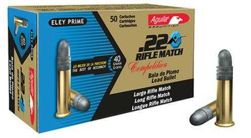Aguila Ammunition .22 Long Rifle (LR) Rifle Match Competition Ammunition, 40 Grains, Lead Solid Point, Per 50