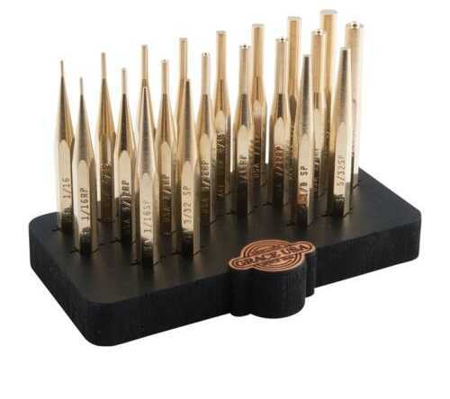 Grace USA 20 Piece Brass Punch Set w Bench Block