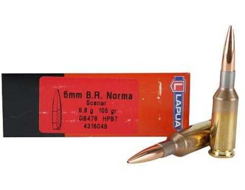 6mm Norma Bench Rest 105 Grain Hollow Point 50 Rounds Lapua Ammunition