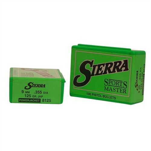 Sierra Sports Master 9MM Caliber 125 Grain Jacketed Hollow Point 100/Box Md: 8125 Bullets
