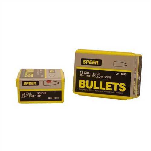 Speer 22 Caliber .224 Diameter 55 Grain TNT Hollow Point 100 Count