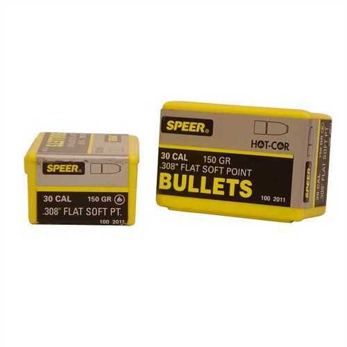 Speer Bullets 2011 Hot-Cor 30 Caliber .308 150 GR Soft Point Flat Nose (SPFN) 100 Box