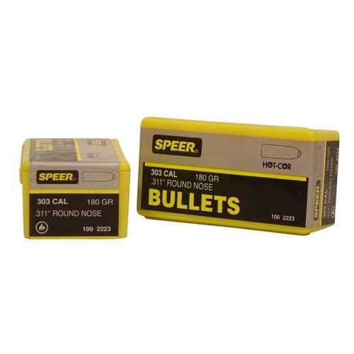 Speer Bullets 2223 Hot-Cor 303 Caliber .311 180 GR Soft Point Round Nose (SPRN) 100 Box