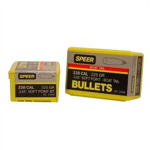 Speer 338 Caliber 225 Grain Spitzer/ Boat Tail 50/Box Bullet Md: 2406