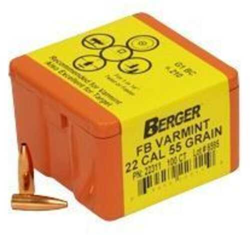 Berger Match Grade Varmint Bullets .22 Cal .224" 55 FB 100/Box