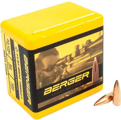 Berger Match Grade Target Bullets .22 Cal .224" 52 FB 100/Box