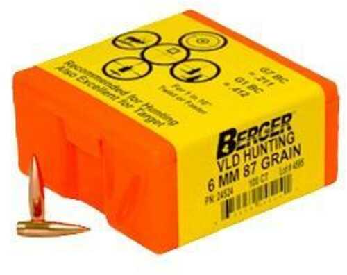 Berger Match Grade Hunting Bullets 6mm .243" 87 Gr VLD Hunter 100/Box