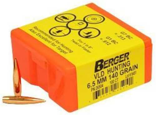 Berger Match Grade Hunting Bullets 6.5mm .264" 140 Gr VLD Hunter 100/Box