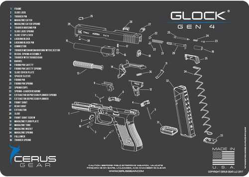 Cerus Gear 12x17 Glock G4 Schematic Promat - Gray