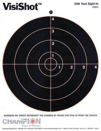 Champion Visishot Targets 8" Bulls Eye - 8.5" X 11" 10/Pack
