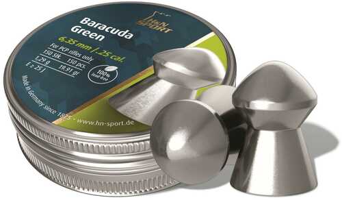 H&N Baracuda Green .25 Caliber Airgun Pellets 150 Count