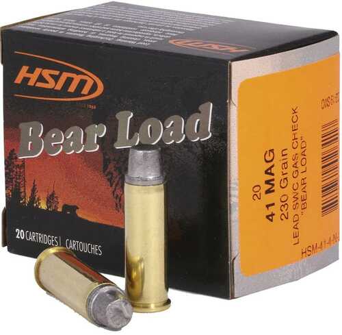 Hsm Bear Load Hard Cast Handgun Ammunition .41 Rem Mag 230gr Swc Gas Check 20 round