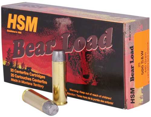 HSM Bear Load Lead Handgun Ammunition .500 S&W 440Gr WFN 1500 Fps 20/ct