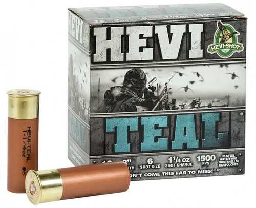 Hevi-Shot Hevi-Teal Shotshells 12 Ga 3" 1-1/4 Oz 1500 Fps #6 25/ct