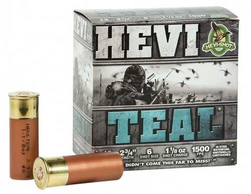 HEVI-Shot HEVI-Teal Shotshells  20 Ga 3" 7/8Oz 1500 Fps #6 25/ct