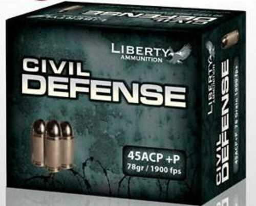 Liberty Civil Defense Handgun Ammunition .45 ACP (+P) 78 Gr 1900 Fps SCHP 20/ct