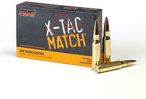 PMC X-TAC Match Rifle Ammunition .308 Win 168 Gr OTM 2700 Fps - 20/Box