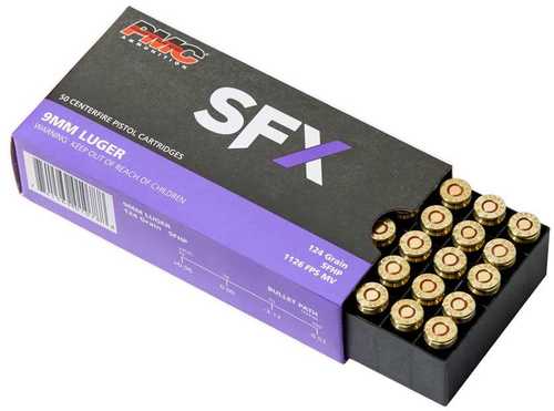 PMC SFX Handgun Ammunition 9mm Luger 124 Gr. JHP 1201 Fps 50/ct