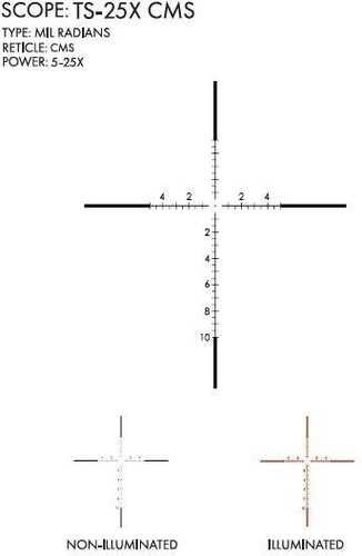 US Optics TS-Series TS-25 Rifle Scope - 5-25x50mm 30mm FFP CMS (Carolina Mil Scale)