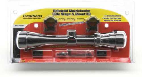 Traditions Muzzleloader Rifle Scope And Mount Kit 3-9x40 Matte Medium Rings Two-Piece Base A1171