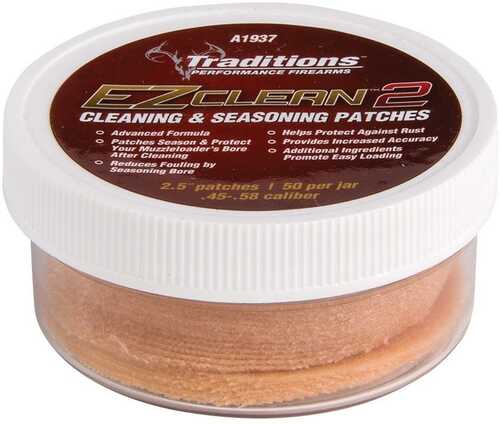 Traditions EZ Clean 2 Cleaning & Seasoning Patches .45-.58 Cal 50/Jar 2.5" Dia