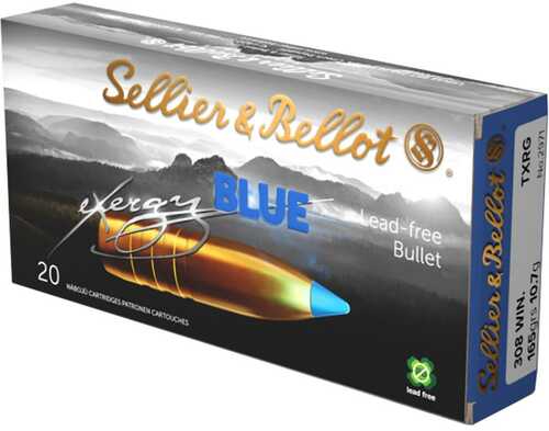Sellier & Bellot eXergy Blue Rifle Ammunition .308 Win 165Gr 2720 Fps 20/ct