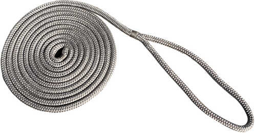 New England Rope 3/8" X 25&#39; Nylon Double Braid Dock Line - Grey