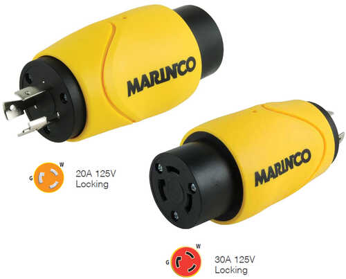 Marinco Straight Adapter 20Amp Locking Male to 30Amp Female Connector