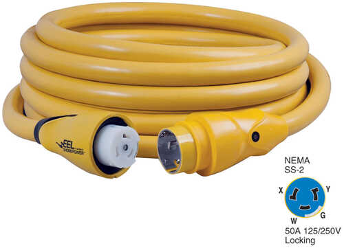 Marinco CS504-25 EEL 50A 125V/250V Shore Power Cordset - 25' - Yellow