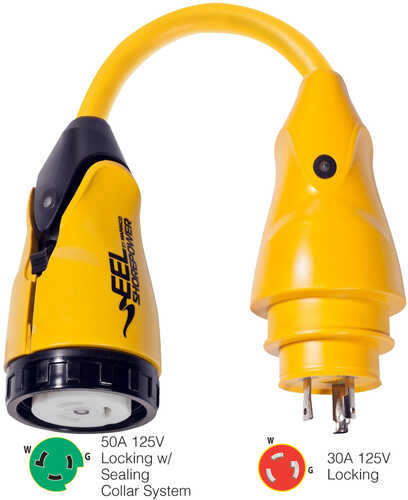 Marinco P30-503 EEL 50A-125V Female to 30A-125V Male Pigtail Adapter - Yellow