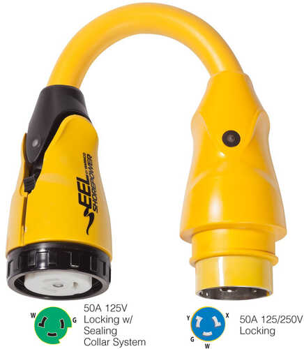 Marinco P504-503 Eel 50a-125v Female To 50a-125/250v Male Pigtail Adapter - Yellow