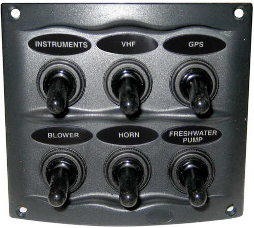 Marinco Waterproof Panel - 6 Switches - Grey