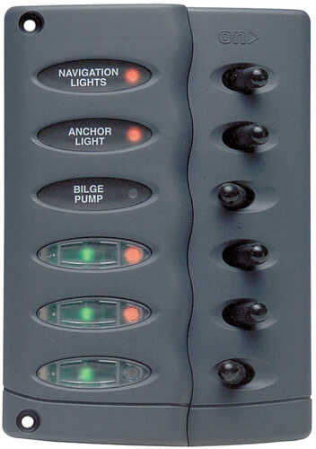 Marinco Contour Switch Panel - Waterproof 6 Way w/PTC Fusing