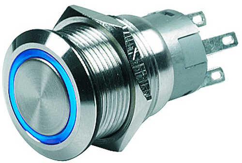 Marinco Push Button Switch - 24V Momentary (On)/Off - Blue LED