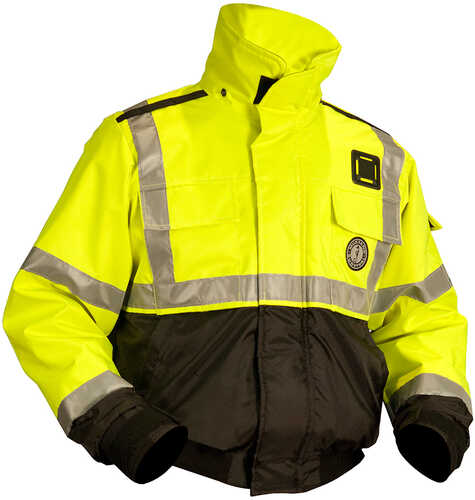 Mustang Classic Flotation Bomber Jacket ANSI - Hi-Vis Fluorescent Yellow/Green - Large