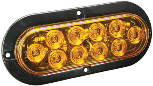 Wesbar LED Waterproof 6" Oval Surgace Flange Mount Tail Light - Amber w/Black Base