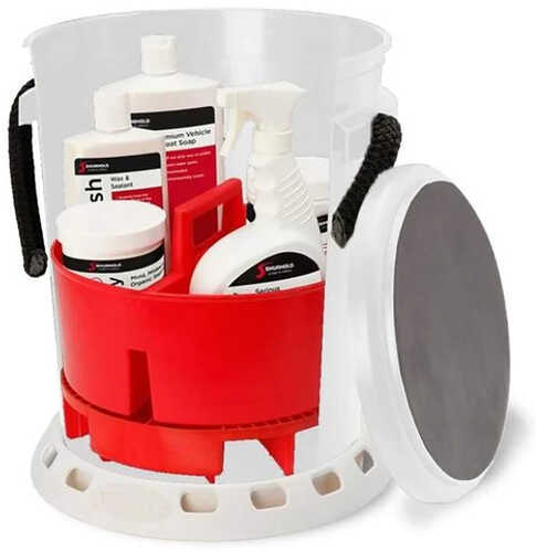 Shurhold 5 Gallon White Bucket Kit - Includes Caddy Grate Seat Buff Magic Pro Polish Brite Wash SMC &amp;