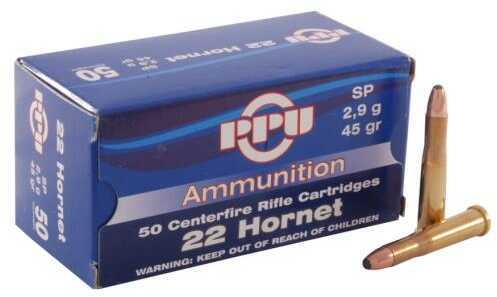 22 Hornet 45 Grain Jacketed Soft Point 50 Rounds Prvi Partizan Ammunition