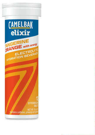 CamelBak Electrolyte Elixir, Tangerine Orange With Caffeine, 12 Tablets Per Tube