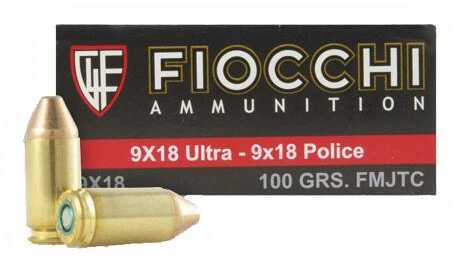 9mmX18mm Ultra Police 100 Grain Full Metal Jacket 50 Rounds Fiocchi Ammunition
